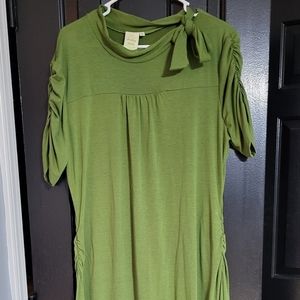 Shabby Apple XL stretchy ruched cotton green dress
